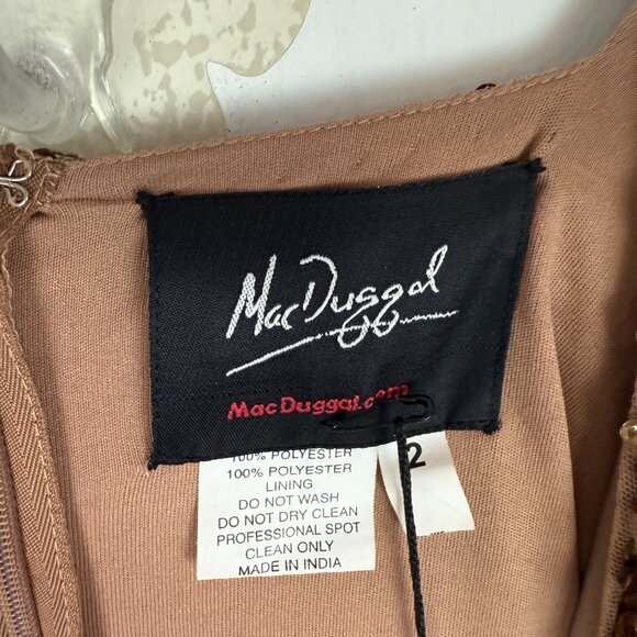 NWT Mac Duggal #10791 Long Sleeve V-Neck Sequin Gown Dress Bronze Size 2 NEW - Picture 5 of 16